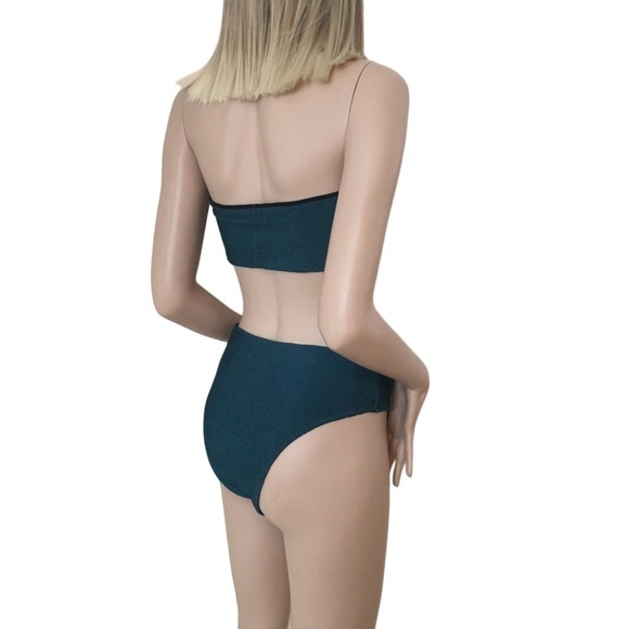 Free Society Two Piece Scrunch Swimsuit Cheeky Bikini Bottom & Bandeau Bra Top - Picture 4 of 14